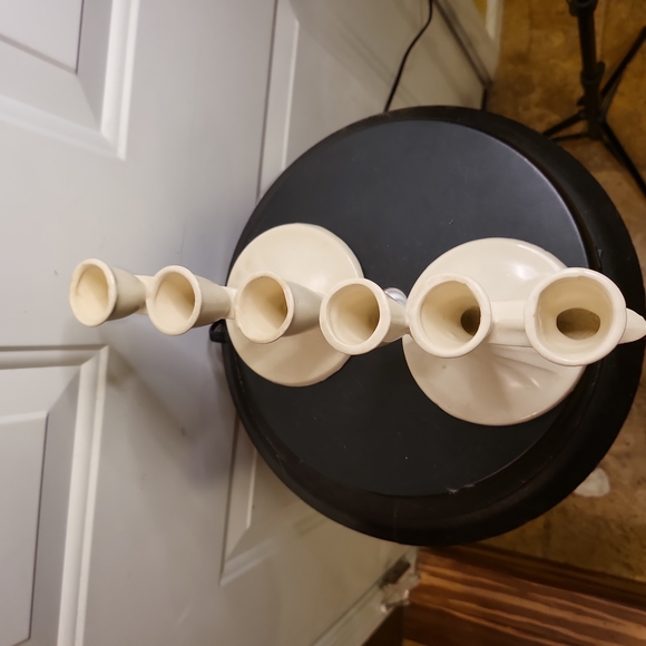 Vintage Porcelain Bisque Japanese Matte Cream Candle Holders 6" - Picture 3 of 11